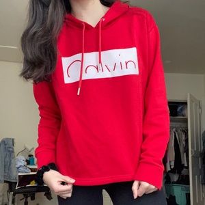 Calvin Klein red cropped sweatshirt